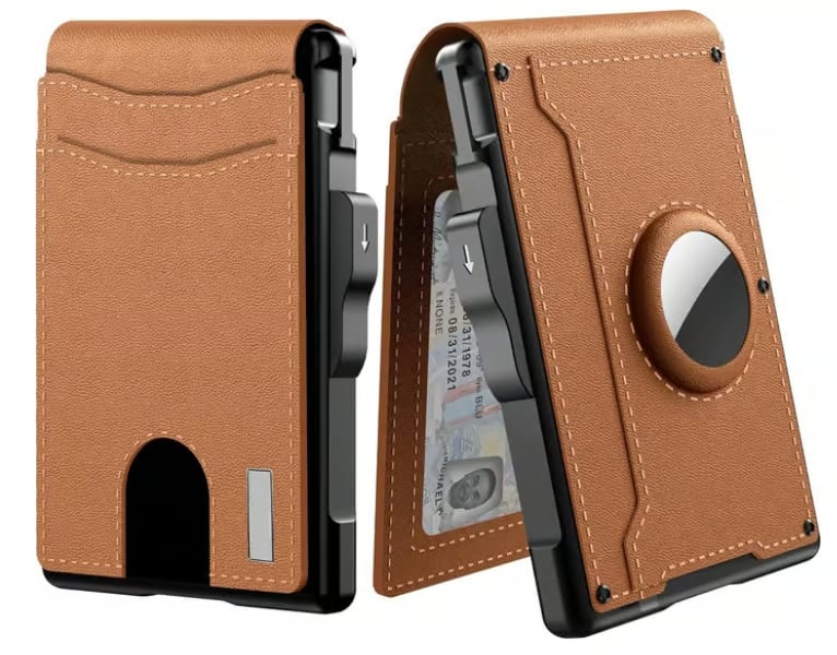 Slim Pop-Up Aluminum Money Clip Wallet – RFID-Blocking Leather Card Holder for Men & Women