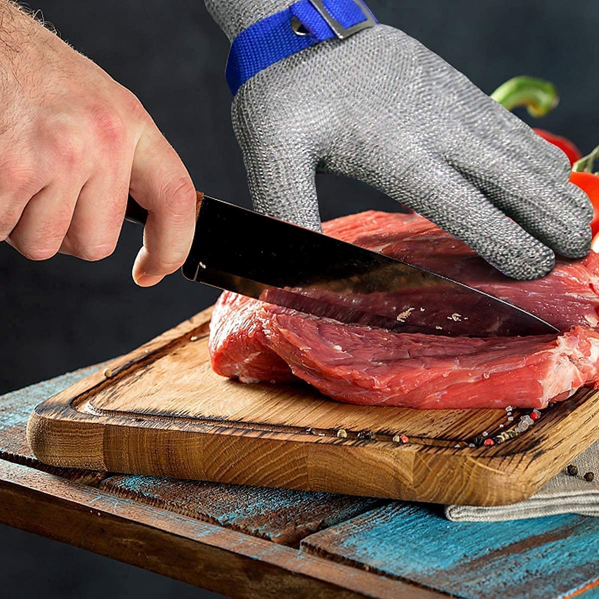 Stainless Steel Mesh Cut Resistant Gloves | Butcher Safety & Kitchen Slicing