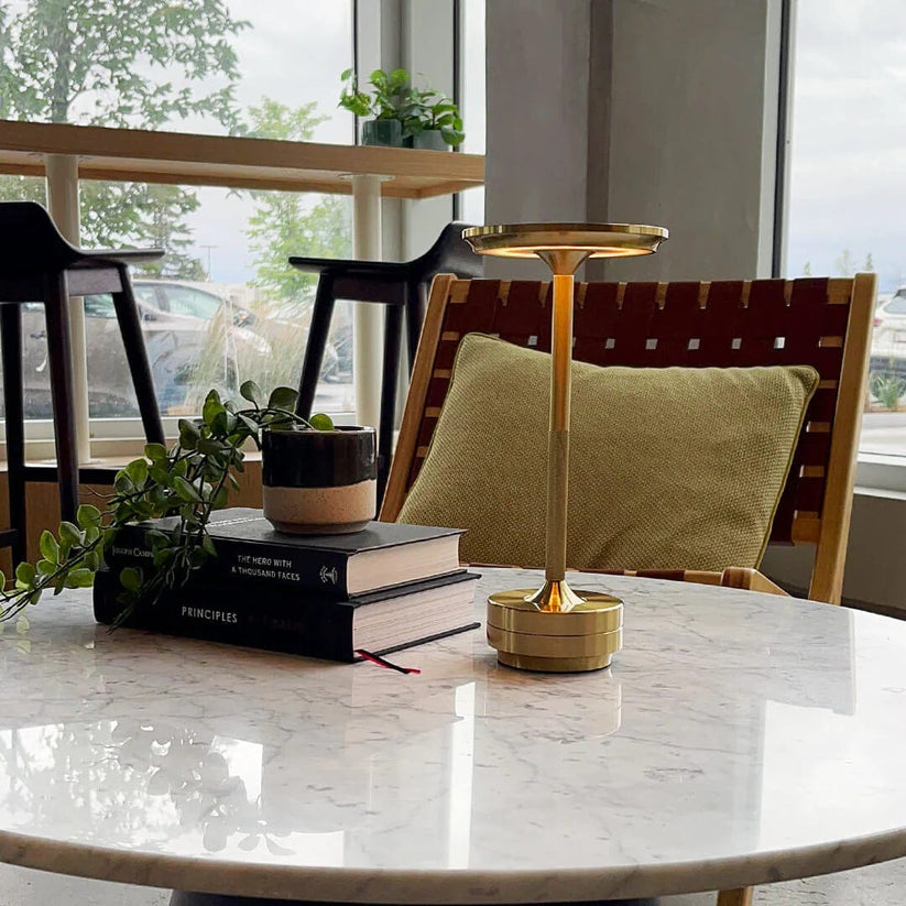 Cordless LED Table Lamp | Rechargeable Metal Desk Light & Touch Dimmer