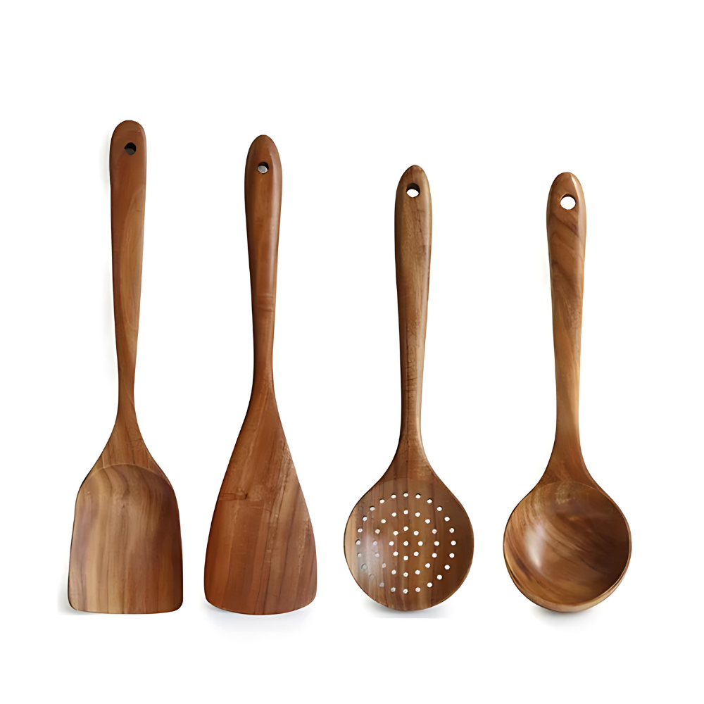 Wooden Kitchen Utensil Set | Natural Cooking Spoons & Spatulas