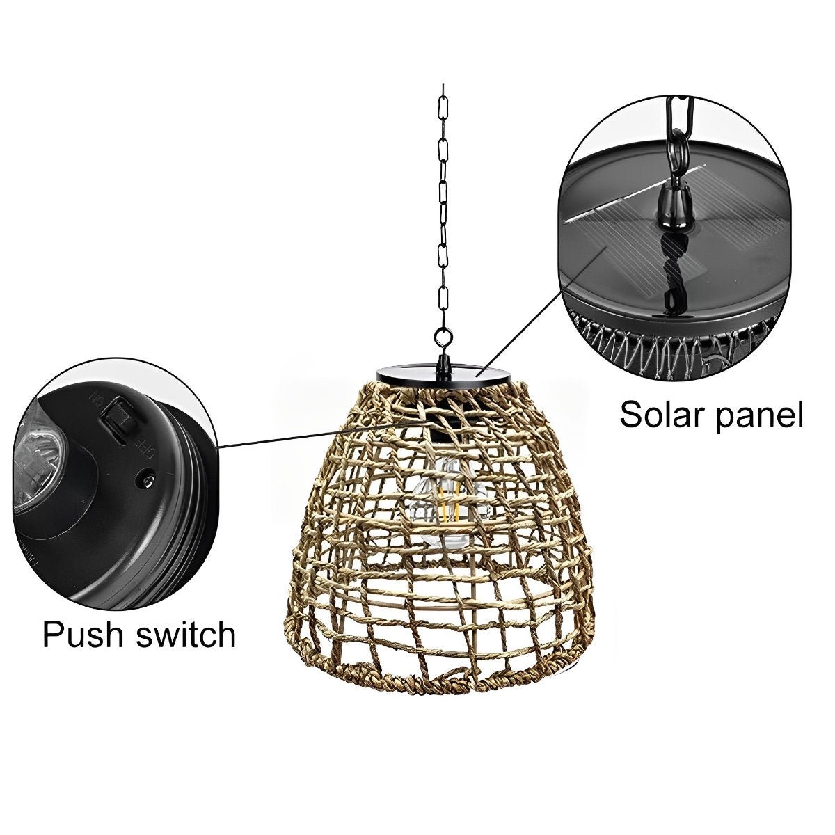 Solar Powered Bell Hanging Lantern and Waterproof Garden Pendant Light