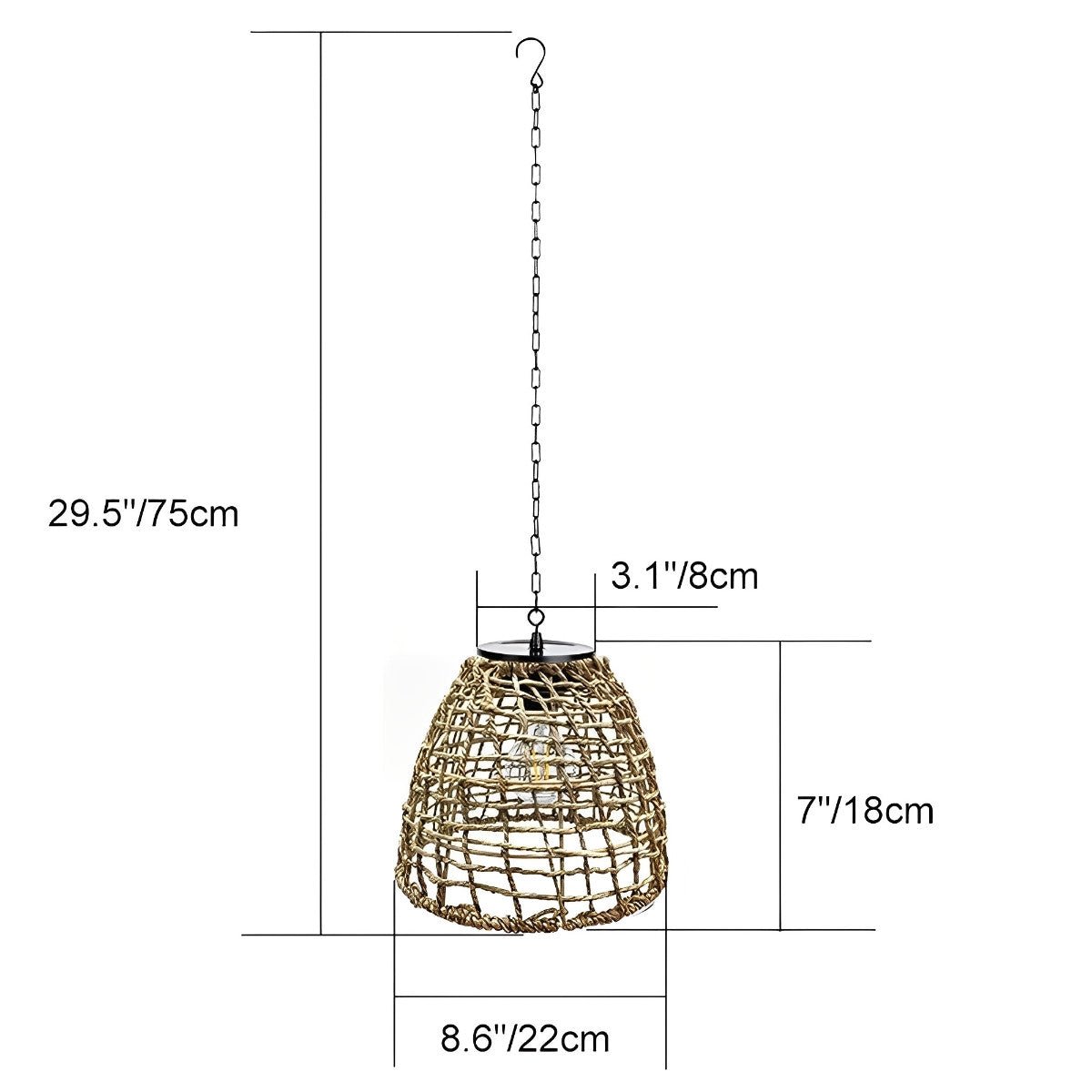 Solar Powered Bell Hanging Lantern and Waterproof Garden Pendant Light