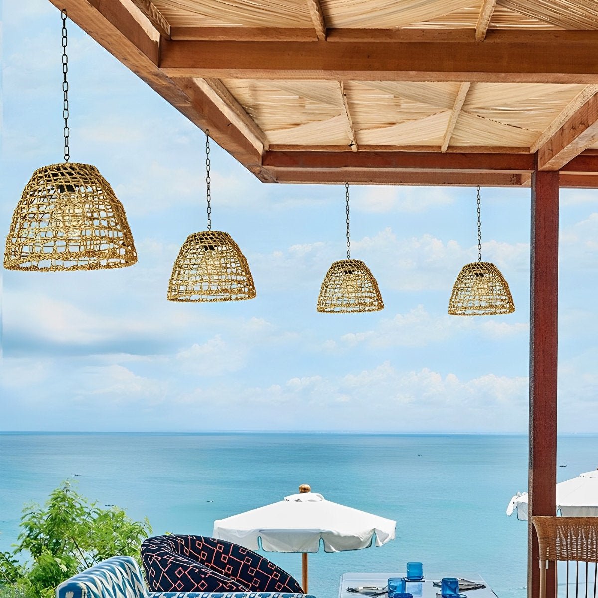 Solar Powered Bell Hanging Lantern and Waterproof Garden Pendant Light