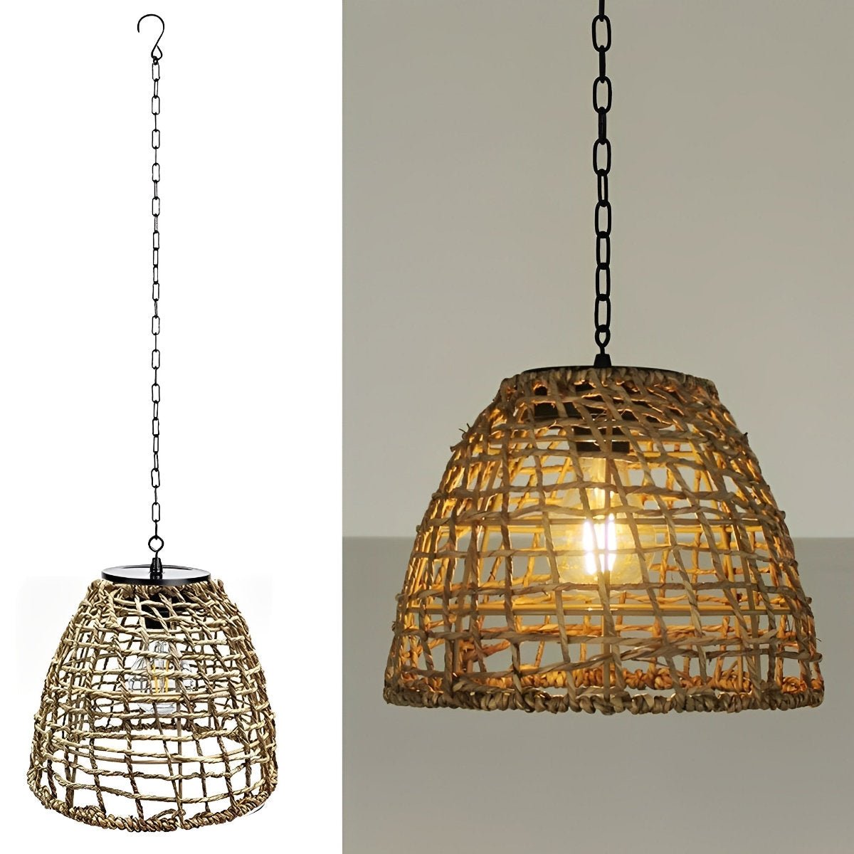 Solar Powered Bell Hanging Lantern and Waterproof Garden Pendant Light