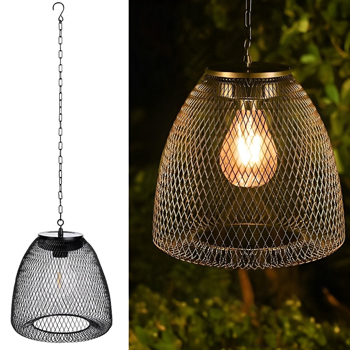 Solar Powered Bell Hanging Lantern and Waterproof Garden Pendant Light