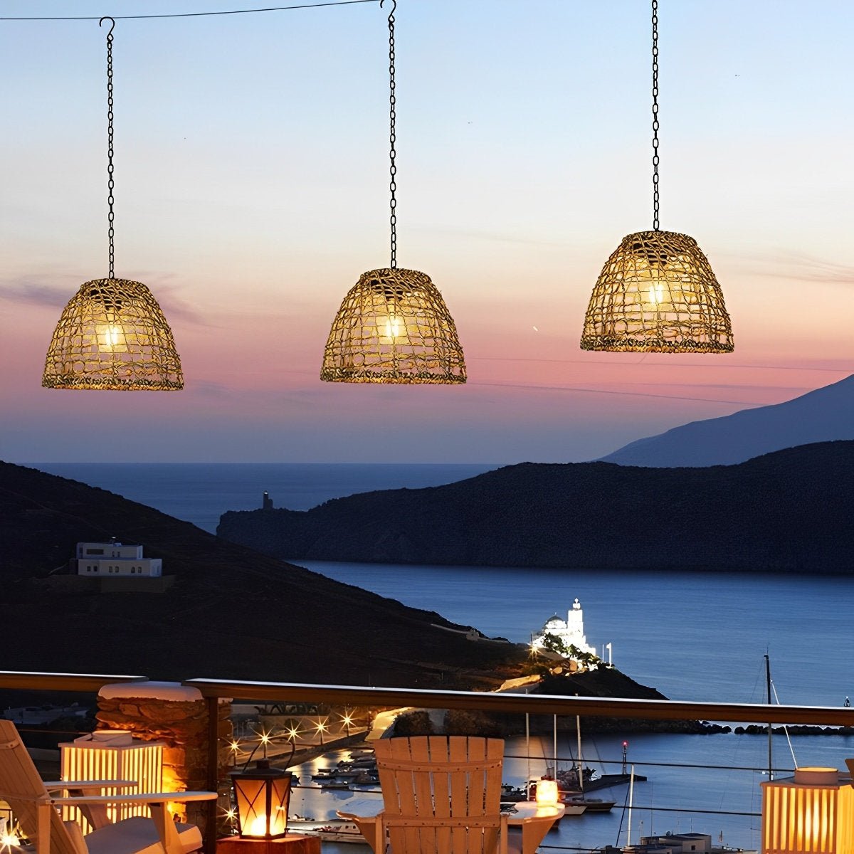 Solar Powered Bell Hanging Lantern and Waterproof Garden Pendant Light