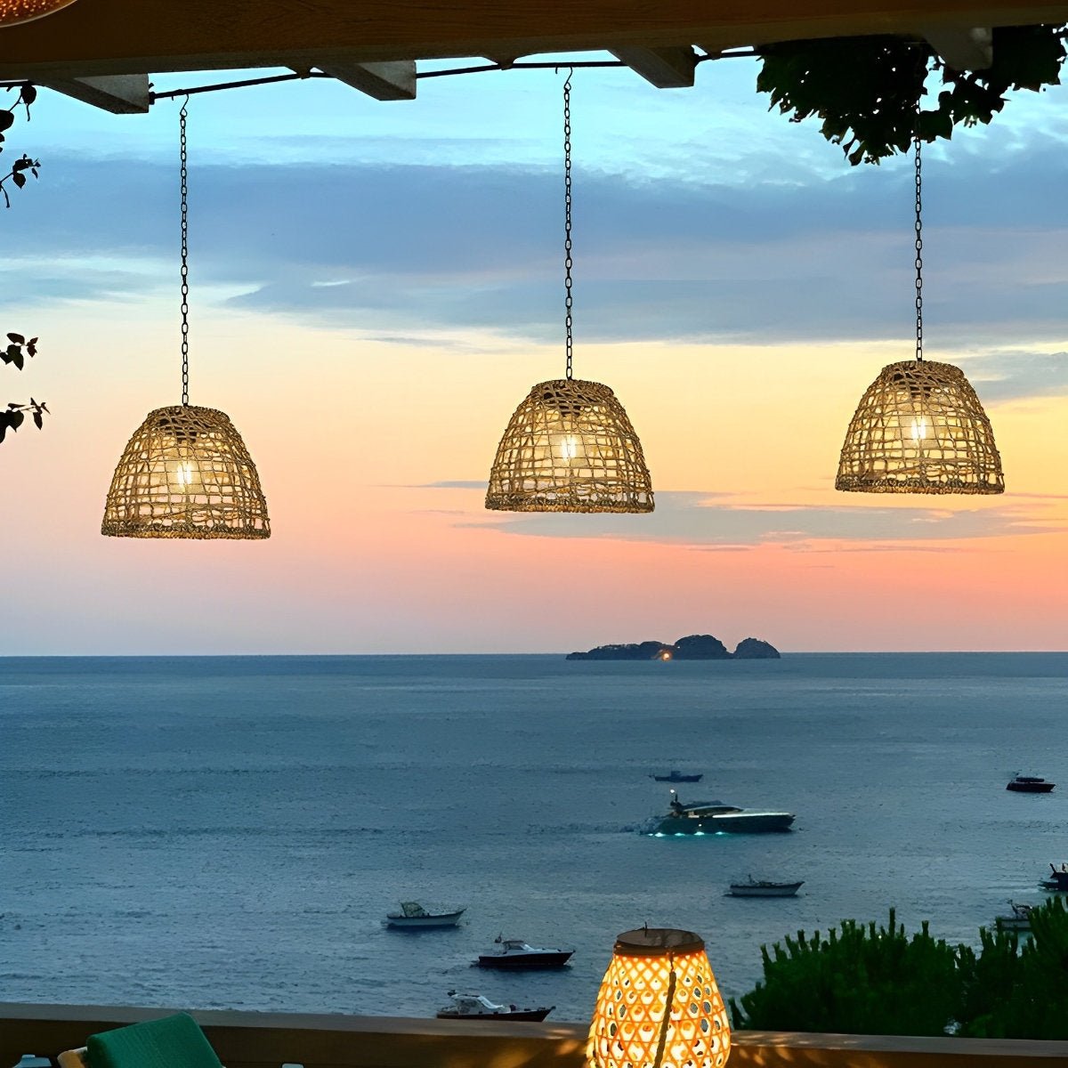 Solar Powered Bell Hanging Lantern and Waterproof Garden Pendant Light