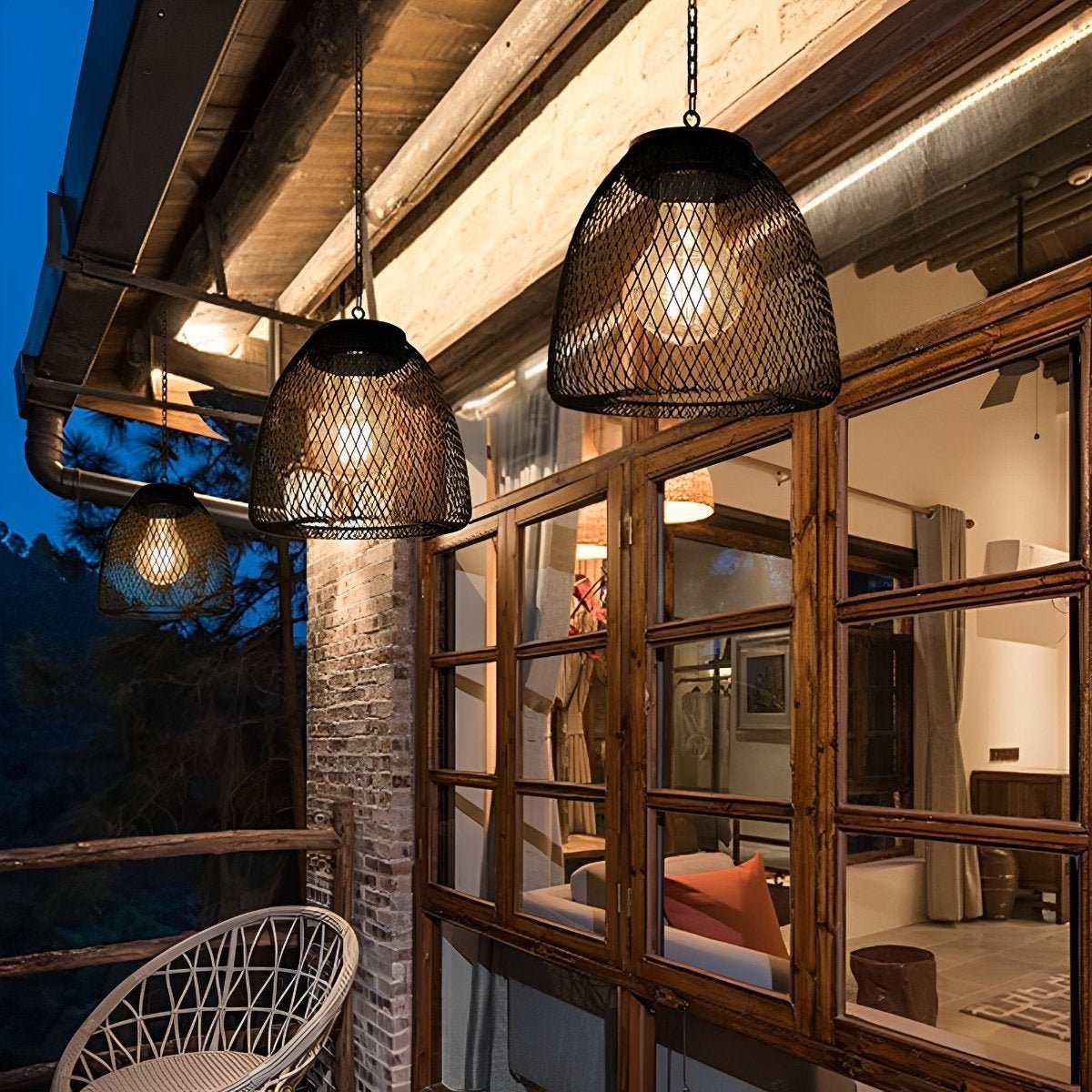 Solar Powered Bell Hanging Lantern and Waterproof Garden Pendant Light