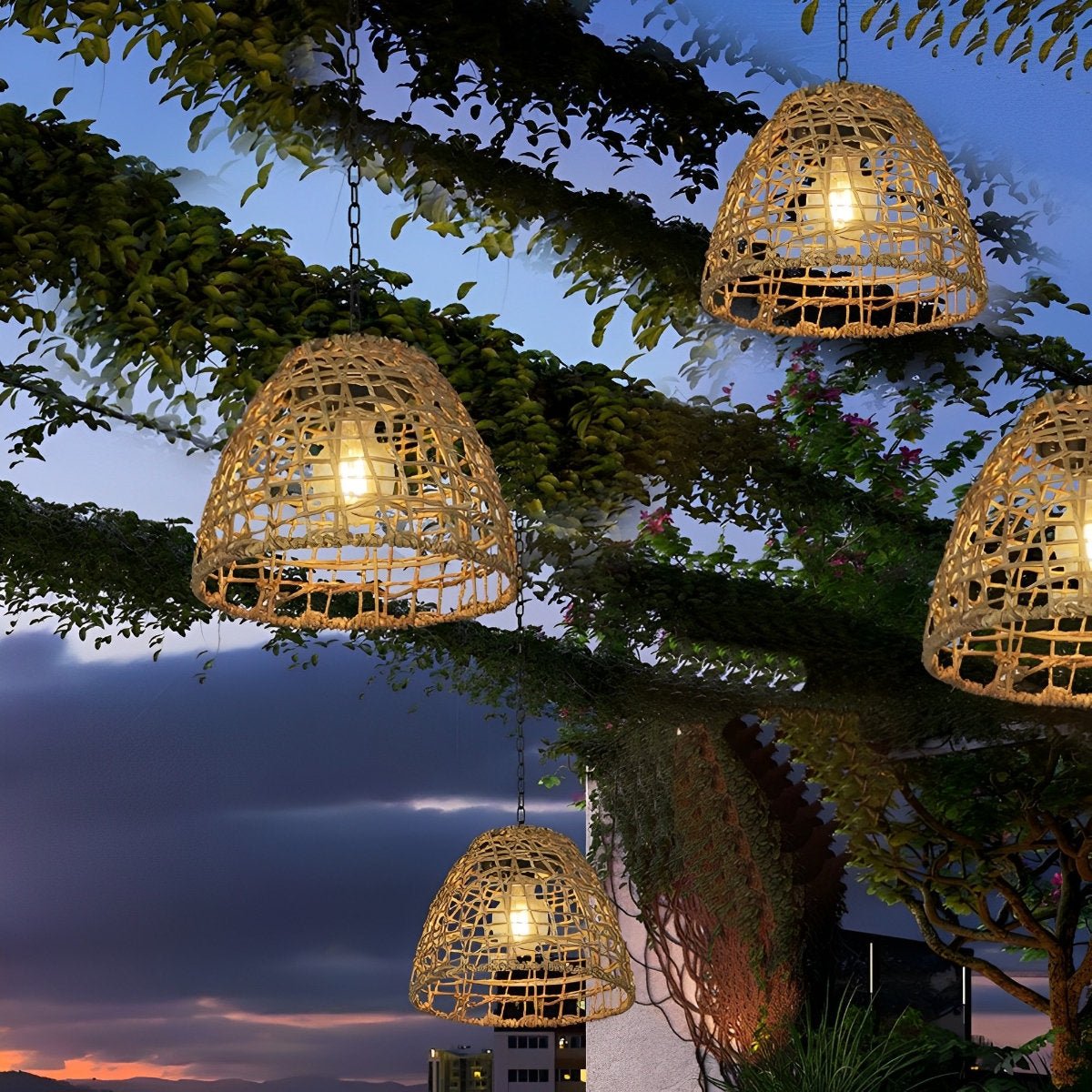 Solar Powered Bell Hanging Lantern and Waterproof Garden Pendant Light