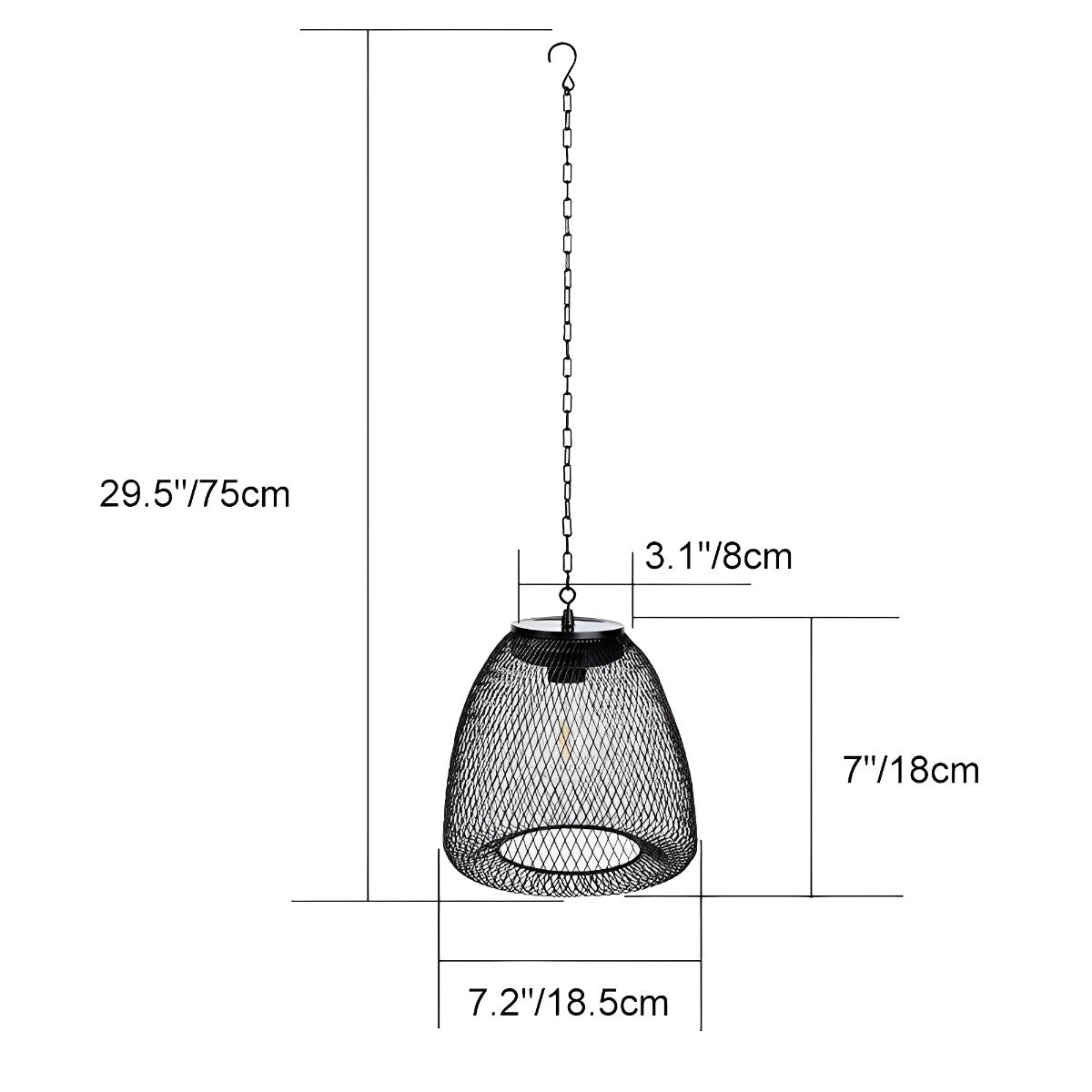 Solar Powered Bell Hanging Lantern and Waterproof Garden Pendant Light