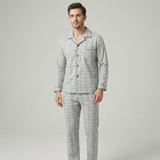 Ultra-Soft Men's Plaid Lounge Set – Breathable Button-Front Pajama Shirt & Pants for Sleep & Relaxation