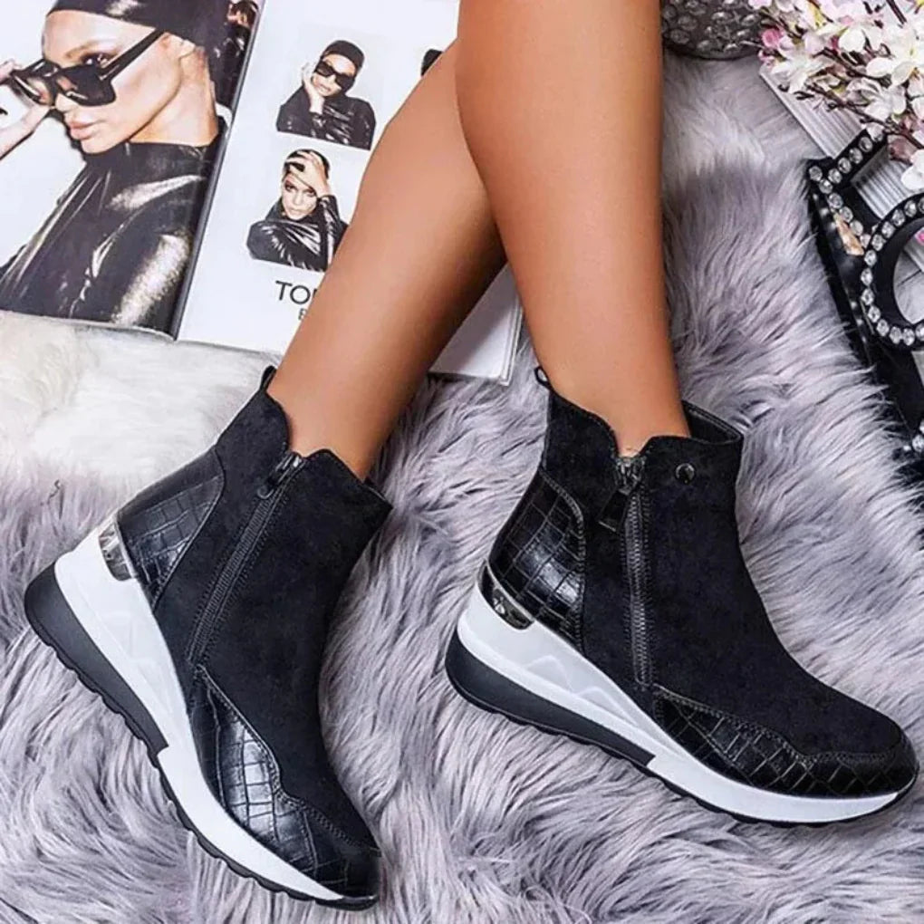 Waterproof Women's Wedge Ankle Boots with Side Zip – Non-Slip All-Weather Comfort for Everyday Wear